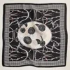 Truedames Rose Bouquet Houndstooth Printed Square Silky Satin Scarf In Black