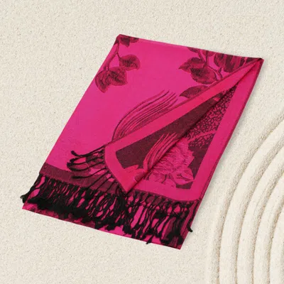 Truedames Rose Floral Pashmina Reversible Scarf Shawl In Pink