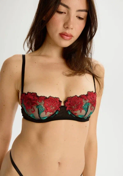 Truedames Rose Unlined Balconette Bra In Burgundy