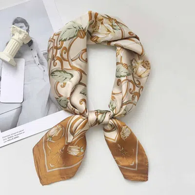 Truedames Rose Vine Ornamental Pattern Print Square Bandana Scarf