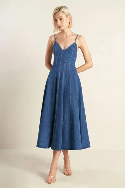 Truedames Rosewood Romance Denim Midi Dress In Blue