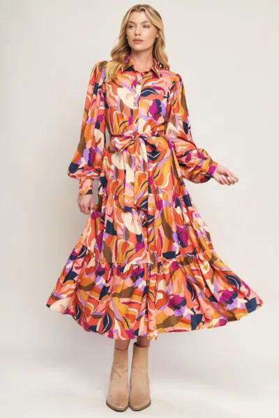 Truedames Rosewood Romance Woven Midi Dress In Multi