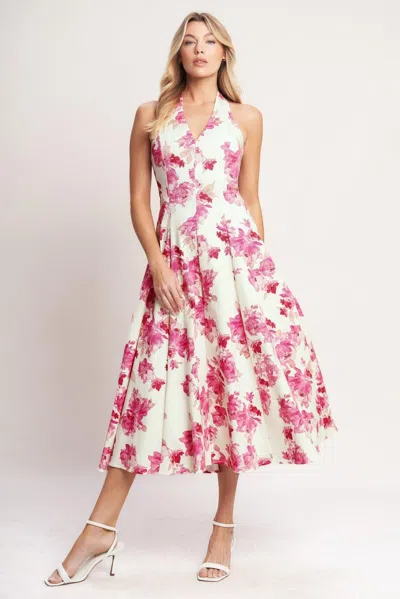 Truedames Rosy Afternoon Woven Midi Dress In Multi