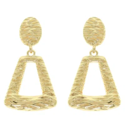 Truedames Rough Finish Door Knocker Post Earrings In Gold