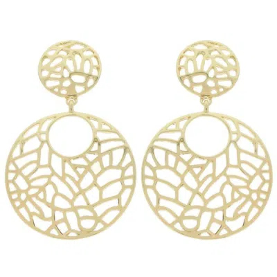 Truedames Round Disc Filigree Post Dangle Earrings In Gold