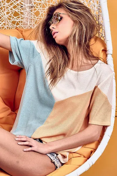 Truedames Round Neck Color Block Short Sleeve T-shirt In Multi