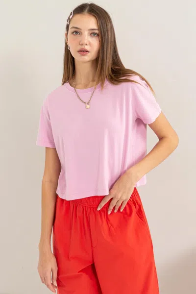 Truedames Round Neck Cropped T-shirt In Pink