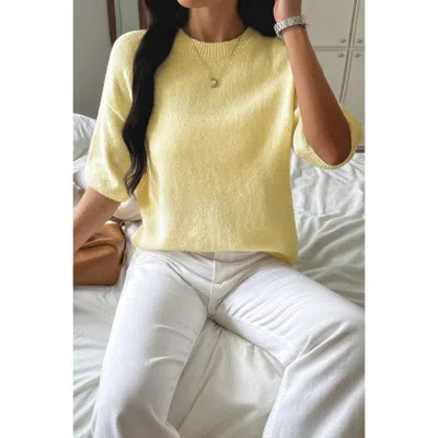 Truedames Round Neck Knit Drop Shoulder Loose Sweater In Yellow