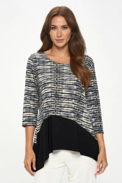Truedames Round Neck Quarter Sleeve Top In Gray