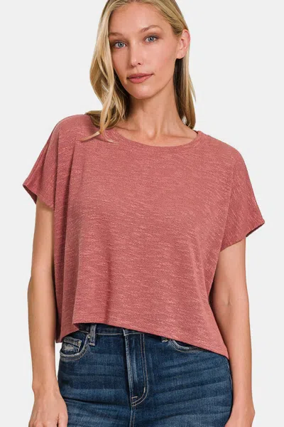 Truedames Round Neck Short Sleeve T-shirt In Burgundy