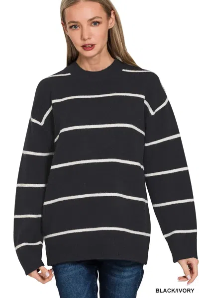 Truedames Round Neck Stripe Sweater In Multi