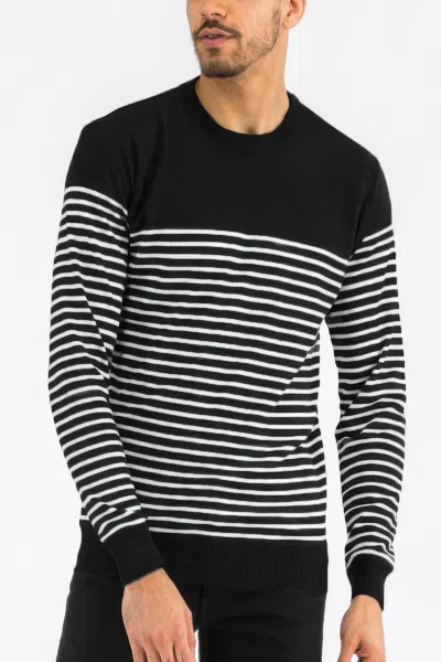Truedames Round Neck Striped Sweater In Black