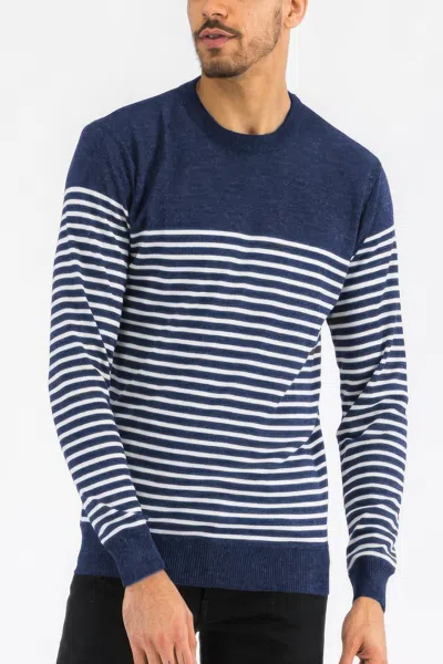 Truedames Round Neck Striped Sweater In Blue