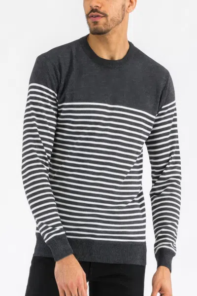 Truedames Round Neck Striped Sweater In Grey