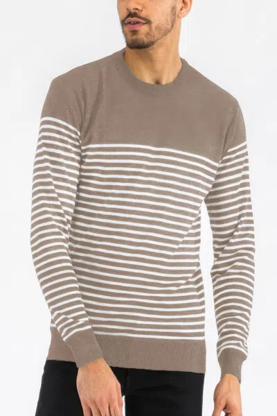 Truedames Round Neck Striped Sweater In White