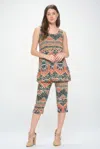 Truedames Round Neck Tank Top And Capri Pants Set In Multi