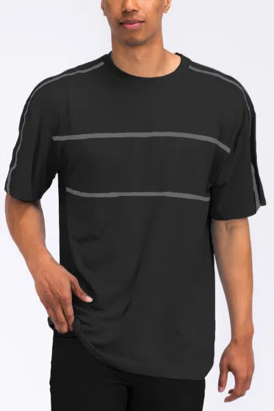 Truedames Round Neck Tape Stripe Tshirt In Black