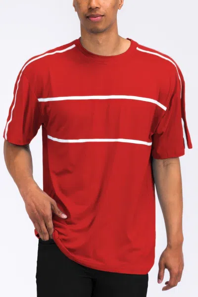 Truedames Round Neck Tape Stripe Tshirt In Red