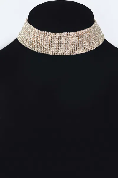 Truedames Round Rhinestone Choker Necklace In Gold
