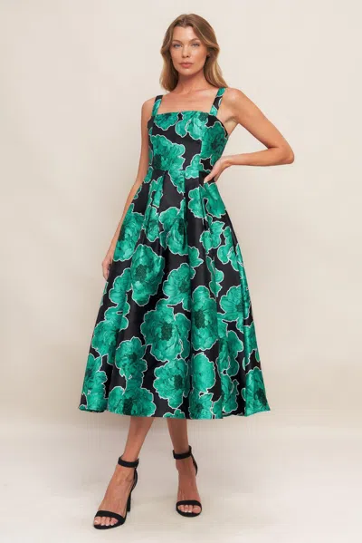 Truedames Royal Baroque Woven Midi Dress In Green