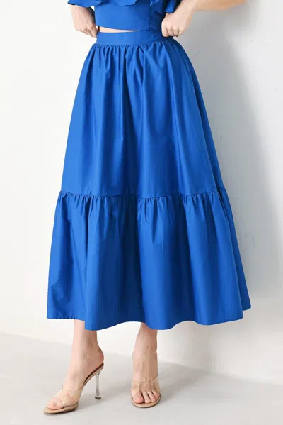 Truedames Royal Flow Woven Midi Skirt In Blue