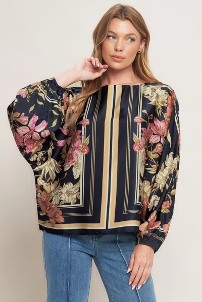 Truedames Royal Tapestry Woven Top In Black