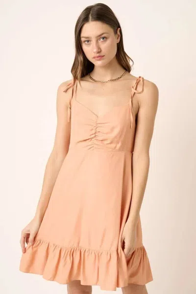 Truedames Ruched Detail Spaghetti Tie Mini Dress In Pink