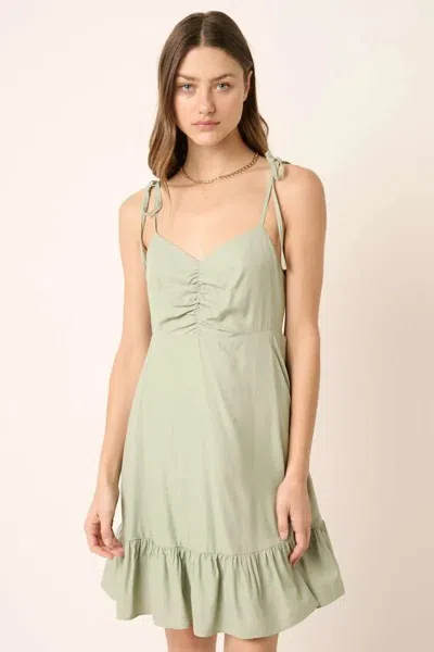 Truedames Ruched Detail Spaghetti Tie Mini Dress In Neutral
