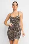 Truedames Ruched Floral Cami Dress In Black