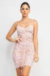 Truedames Ruched Floral Cami Dress In Pink