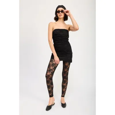 Truedames Ruched Mini Dress With Lace Leggings In Black