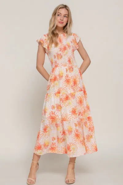 Truedames Ruffl Slv Smocked Floral Print Dresss In Multi