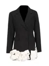 Truedames Ruffle Hem Double-breasted Blazer Dress In Black