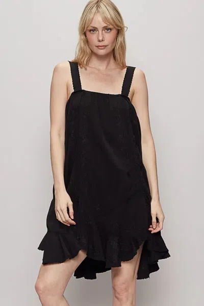 Truedames Ruffle Hem Sleeveless Mini Dress In Black