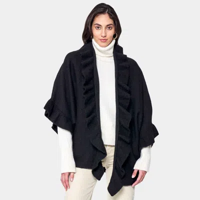 Truedames Ruffle Knit Cardigan In Black
