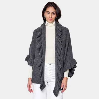 Truedames Ruffle Knit Cardigan In Gray
