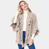 Truedames Ruffle Knit Cardigan In Gray