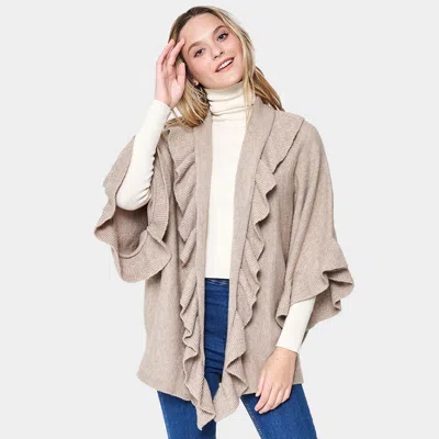 Truedames Ruffle Knit Cardigan In Gray