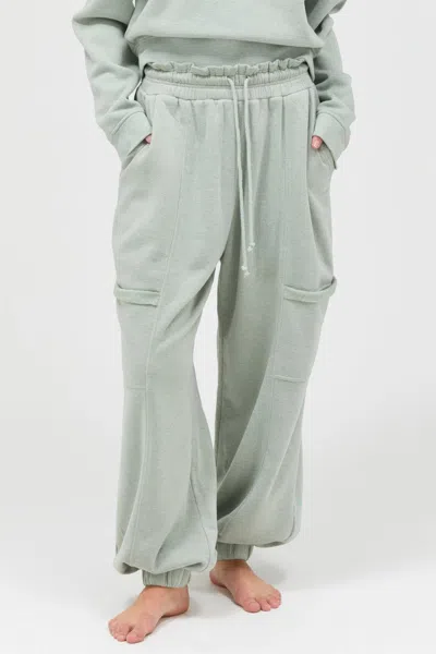 Truedames Ruffle Waist Burnout Jogger Pants In Green