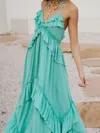 Truedames Ruffled Halter Neck Maxi Dress In Blue