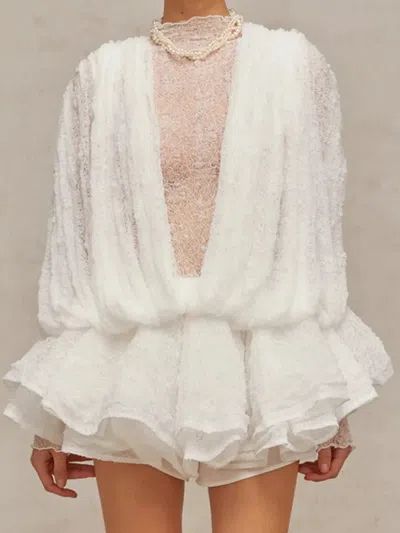 Truedames Ruffled Hem Lace Mini Dress In White