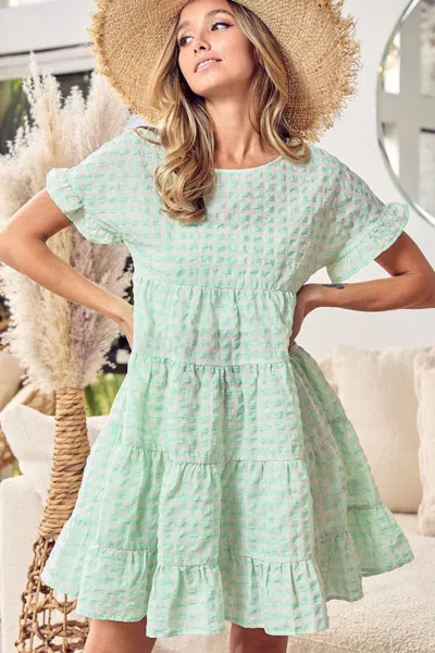 Truedames Ruffled Hem Short Sleeve Tiered Dress In Multi