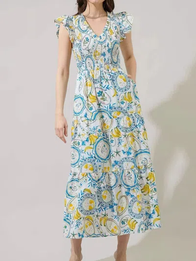 Truedames Ruffled V-neck Tiered Midi Dress In Blue