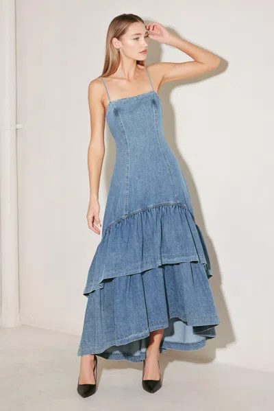 Truedames Runway Rebel Denim Midi Dress In Blue