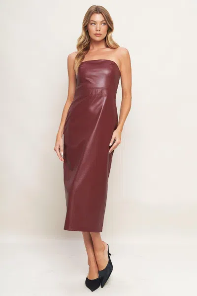 Truedames Runway Trend Faux Leather Midi Dress In Pink
