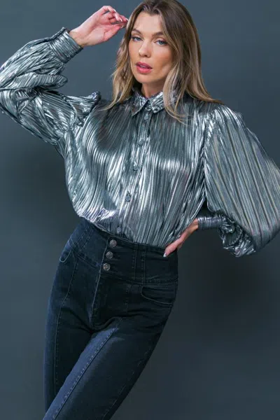 Truedames Runway Trend Foiled Top In Silver