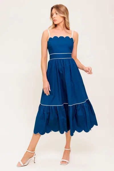 Truedames Rustic Dream Navy Woven Midi Dress In Multi