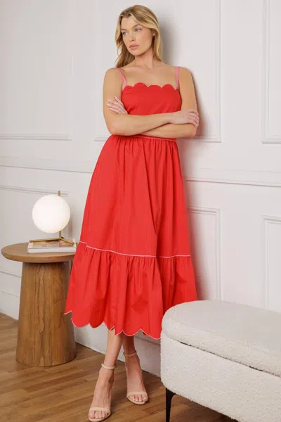 Truedames Rustic Dream Red Woven Midi Dress In Multi