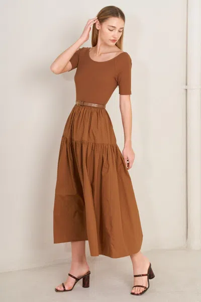 Truedames Saddle Breeze Rust Midi Dress In Brown