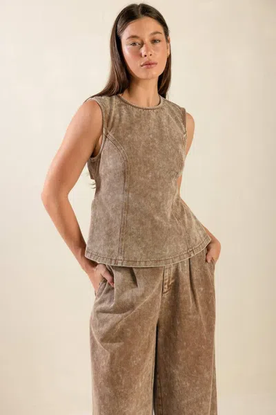 Truedames Safe To Say Twill Top In Brown